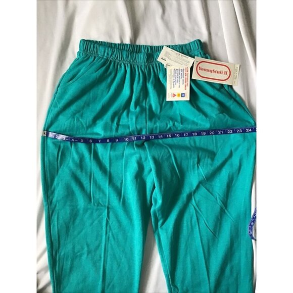 Young Stuff II Womens Teal Elastic Waist Pants Size M 100% Cotton Made In USA - Picture 10 of 12